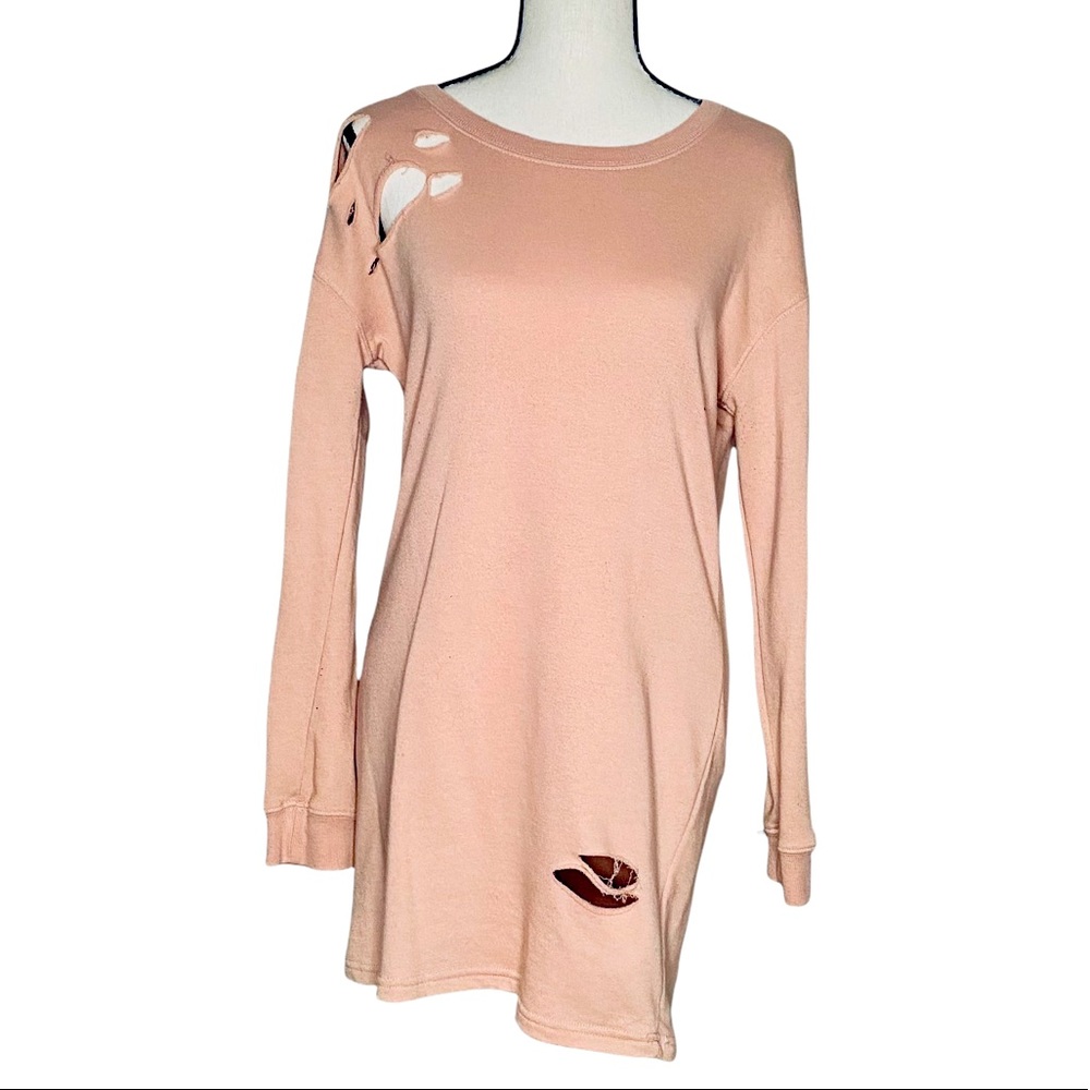 Blush pink ALMOST FAMOUS distressed sweater dress